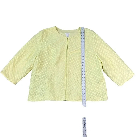 Chicos Blazer Size 4 (XL) Chevron Stripe Jacket 3/4 Sleeves Cotton Light Green - Picture 2 of 6